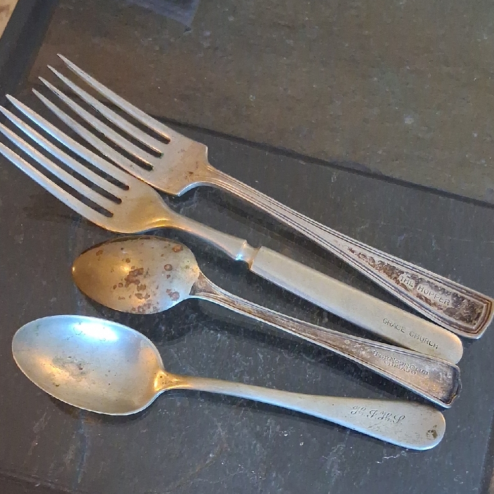 VINTAGE SILVERWARE MONOGRAMMED AND NAMED